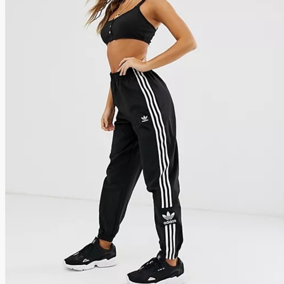 adidas Pants - Adidas lock up nylon plain weave trefoil track pants